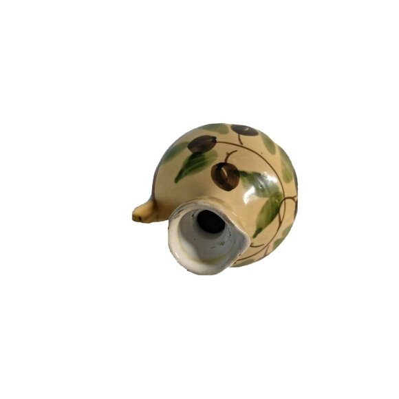 Hand Painted Ceramic Jug With Olive Design Small Vintage 6.55” Rustic Decor - Picture 6 of 6